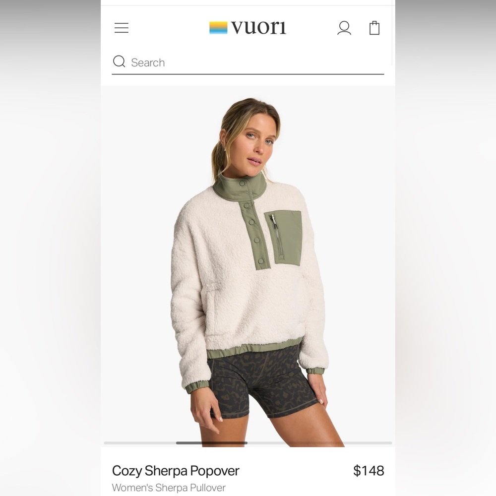 Vuori cozy Sherpa pullover size small